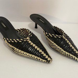 DKNY Slide Woven Leather Kitten Heel, Size 7.5